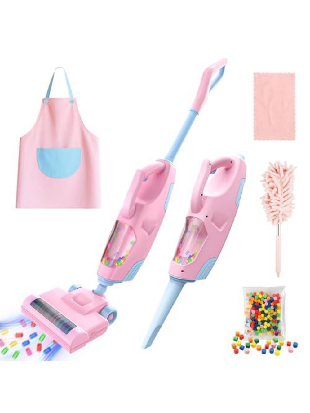 Pink & Light Blue Kid's Toy Vacuum Playset